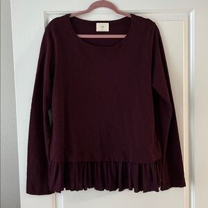 Anthropologie t.la mixed medium peplum bottom long sleeve shirt size large